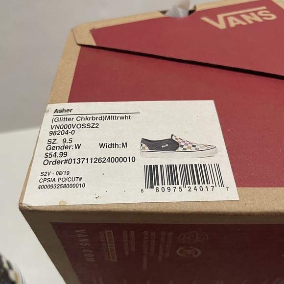 VANS Shoes Womens 9.5 M Asher Checkerboard Glitter Slip On Sneakers Multicolor - Picture 11 of 11